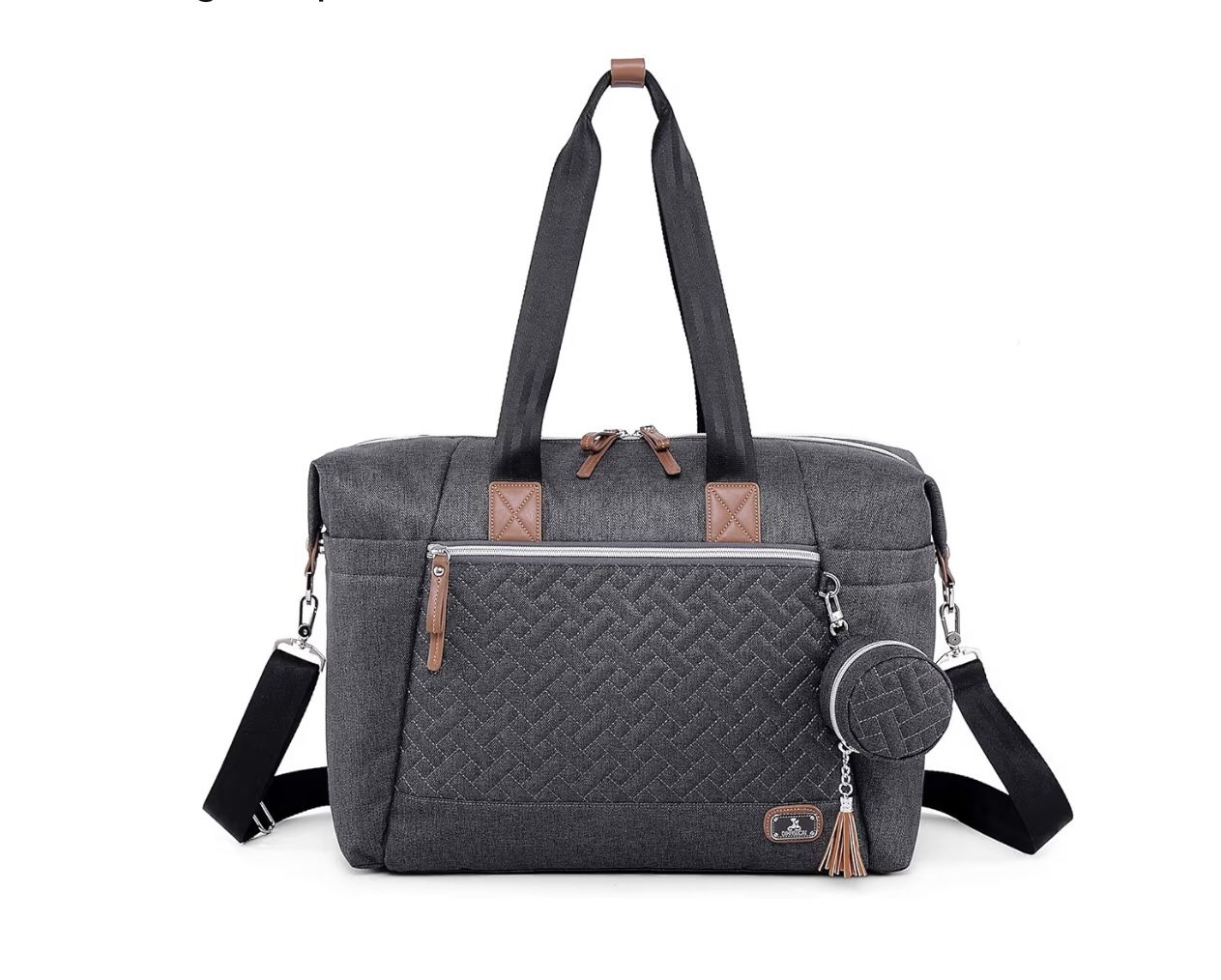 Dikaslon Diaper Bag Tote with Pacifier Case and Changing Pad, Large Travel Diaper Tote for Mom and Dad, Multifunction Baby Bag for Boys and Girls, Dar