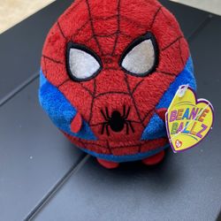 Spiderman Plush Ty Beanie Ballz Round Stuffed Spidey