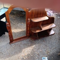  Hardwood Mirror With Shelf For Dresser 