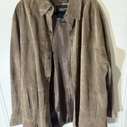 Leather jacket by Pronto Uomo, 1990 stylish vintage look jacket, X- Large.  