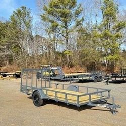 New 7x14 Premium HD Tube Rail Utility Trailer