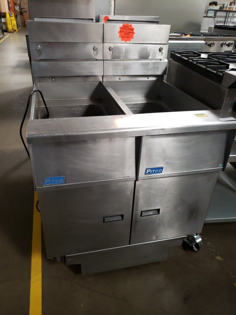 Used Pitco 40 Lb Double Fryer With Filtration System Natural Gas