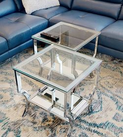 Glass and metal coffee tables