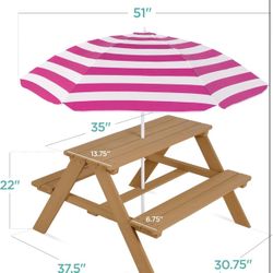 Kids Bench With Umbrella 