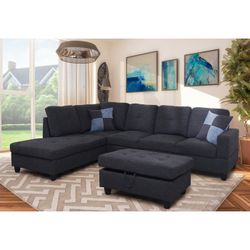 SECTIONAL/OTTOMAN DARK GREY 
