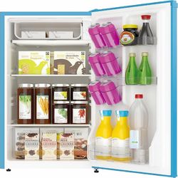 ARCTIC CHEF Mini Refrigerator-Freezer Compartment-Adjustable Thermostat Control-Reversible Doors-Ideal for Dorm, Office, RV, Garage, Apartment-BLUE, 3