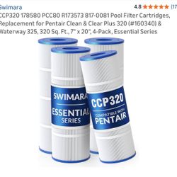 CCP80 PCC80 R173 Pool Filter Cartridges, Replacement for Pentair Clean & Clear Plus 320 (#160340) & Waterway 325, 320 Sq. Ft., 7" 