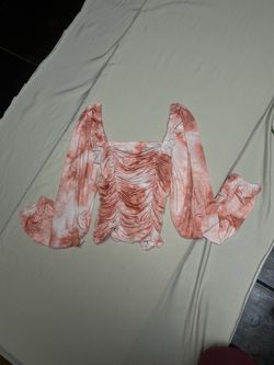 Tie-Dye Ruched Crop Top Long Sleeve