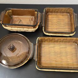 Anchor Ovenware Baking Dish Set With Raffia Basket 