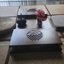 🌸 Elegant Walnut Japanese Foldable Chabudai Table – Compact, Stylish, and Authentic 🌸