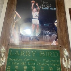 Autographed Larry Bird Plaque