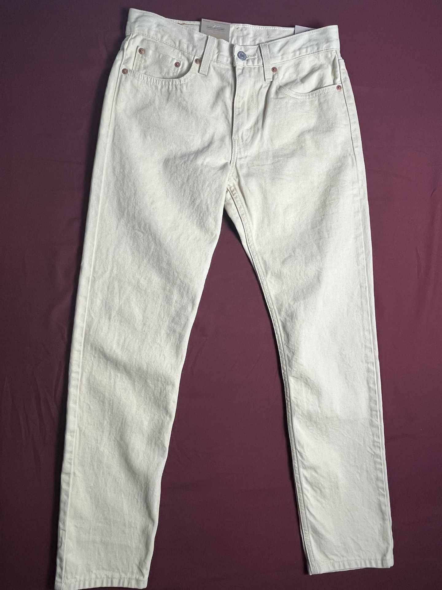 LEVIS 502 MENS REGULAR TAPER 100% Cotton YELLOW CREAM BEIGE DENIM JEANS 28w /30L