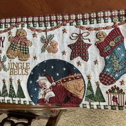 Placemats For Christmas. Set Of 4. 18” X 11”. Santa, Christmas Trees, Stars. Heavy Upholstery Weight Fabric.