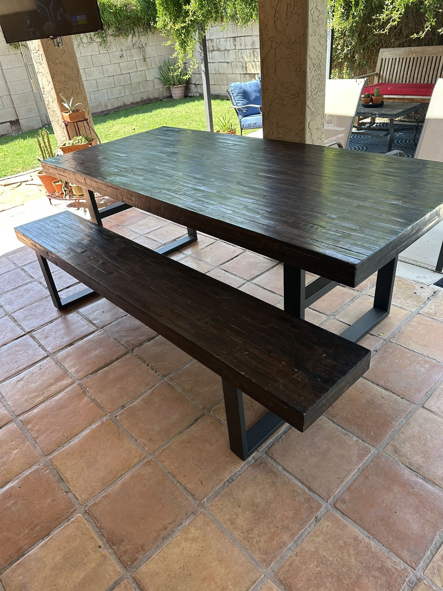 Reclaimed Wood Dining Table With Bench 7ft