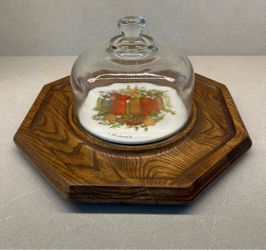 Vintage Goodwood Hexagon Cheese Tray With Glass Dome
