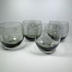 Vintage NFL Dallas Cowboys 1970's Smoky Roly Poly Glasses Set of 4