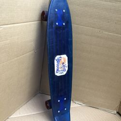 Vintage 1970s NASH Skateboard translucent Blue Surf Penny Board  26.5” long 5.5” wide. widest point