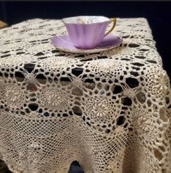 Embroidery Lace Crochet Rectangle Tablecloth, Table Runner