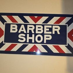Vintage Andy Rooney Barber Shop Porcelain Sign 18" x 9"