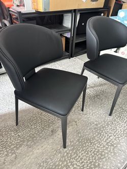 Set Of Two Black Dining Room Chairs