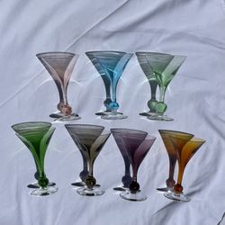 Vintage Multicolor Martini Glasses