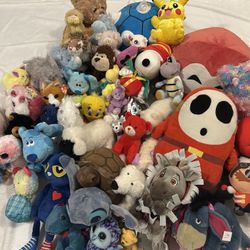 Huge Stuffed Animal Lot – Disney, Pokémon, Character Plush