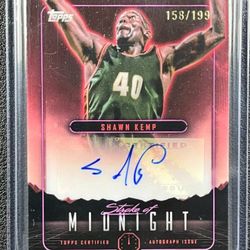 Super Nice Shawn Kemp 2024 Topps Stroke Of Midnight Pink .. ITS ALSO AUTOGRAPHED and Numbered 158/199 ...Mint Condition... 