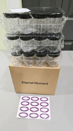 144 New 3 oz Clear Cosmetic Jars w/ Black Lids, 4 Boxes