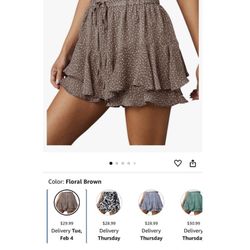 Brand new Flowy Shorts for Women Casual Boho Floral Skorts Ruffle Mini Skirts Running Tennis Butterfly Shorts Chiffon Shorts - size M  Whitestone/Flus
