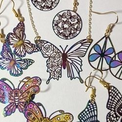 $5 For Earrings $4 For Necklace Iridescent Butterfly Moth Homemade