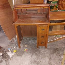Child's Wooden Roll Top Desk