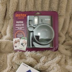 Instax Mini 41 Fujifilm Instant Camera Bundle + 20 Sheets Instax Wide Film