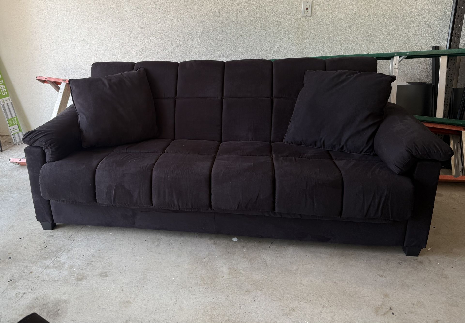 Black Cloth Futon Couch
