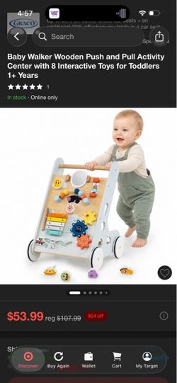 Baby walker wooden push n pull