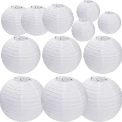 12pcs 8” White Round ChinesePaper Lanterns For Party Wedding Baby Shower Bridal Shower Home Decorations Suppliers