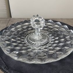 Vintage Fostoria American snack tray with handle. 