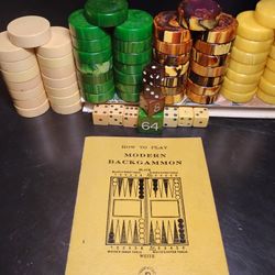Very Rare X2 Complete Sets Exclusive Vintage Bakelite Backgammon Checker And Dice
