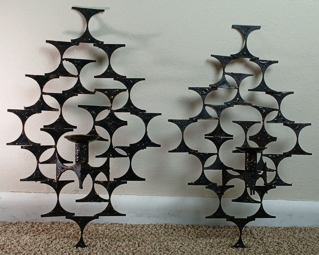 Vintage Brutalist Sconce Pair By Marc Creates