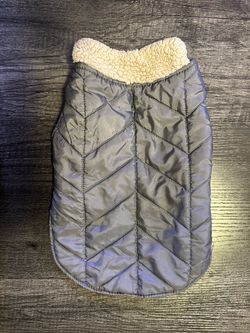 Gray Quilted Dog Puffer Jacket with Sherpa Collar