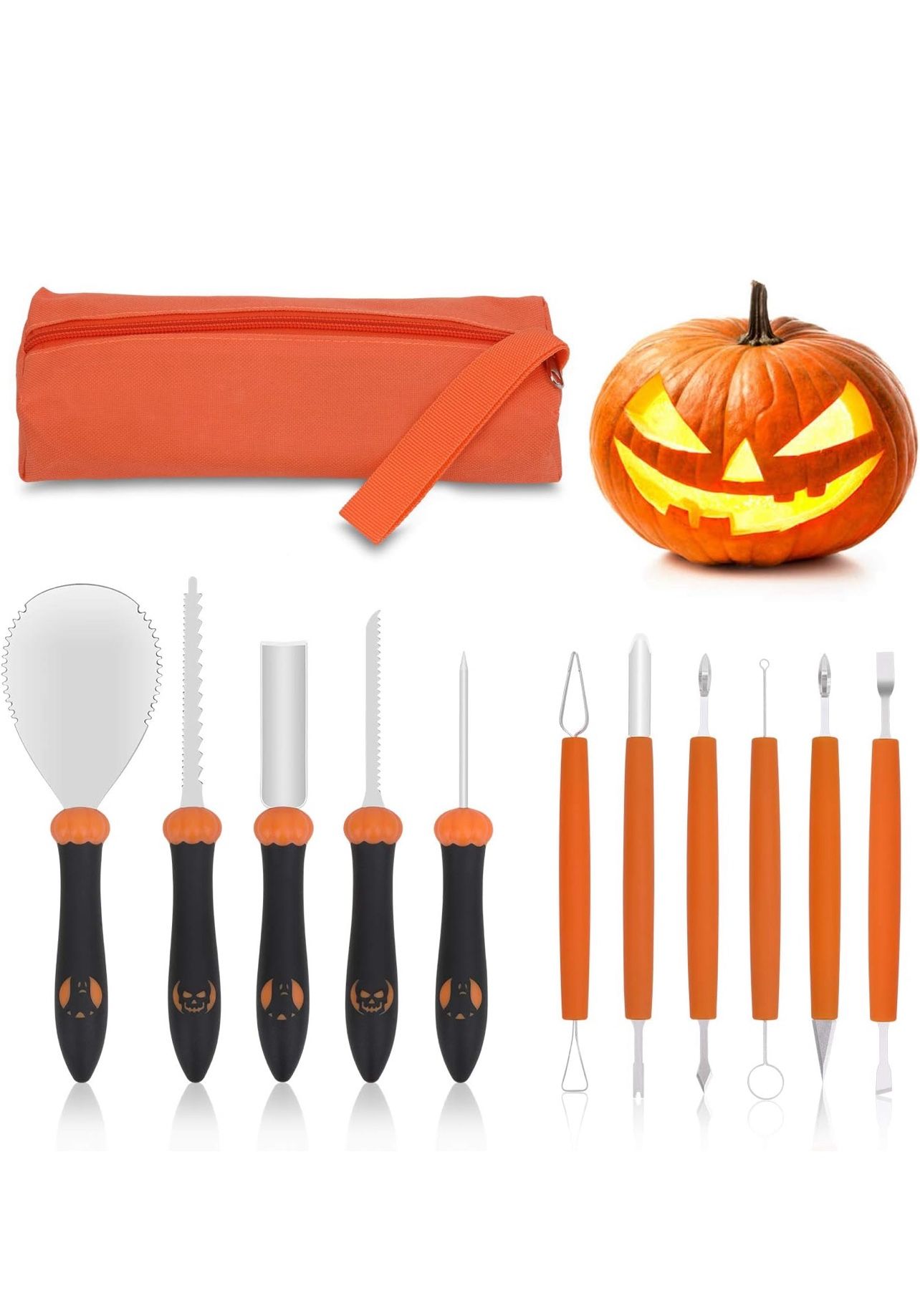 Pumpkin Carving Kit with Professional Detail Sculpting Tools, 11 PCS