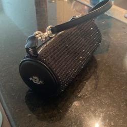Mini Coach Purse All Black & Covered With Crystals 