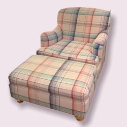 Plaid Arm Chair And Ottoman