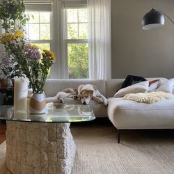 Postmodern Tessellated Stone Triangular Coffee Table 