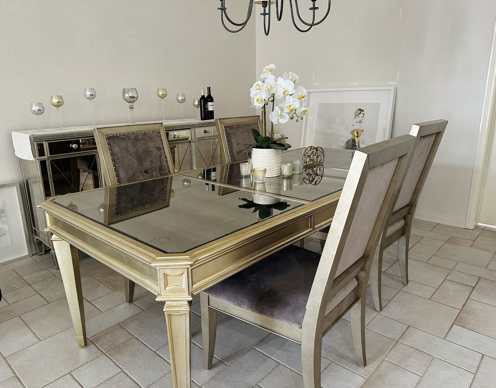 Mirrored Dining Table Set