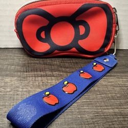 Like New Sanrio Hello Kitty Zippered Wallet Coin Purse Bag Red Bow