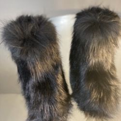 Black Rasta Real Fur Boots Sizes 9.5, 10 Message True Size & Order