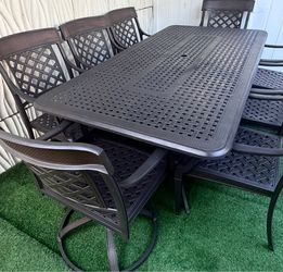 9pc Hanamint Cast Aluminum Outdoor Patio Dining Table Set