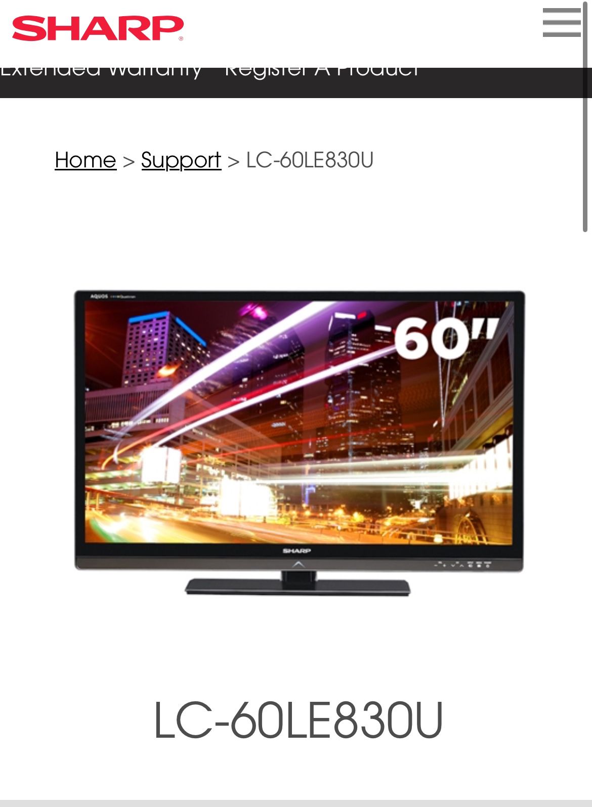 60” LED Sharp 120hz TV