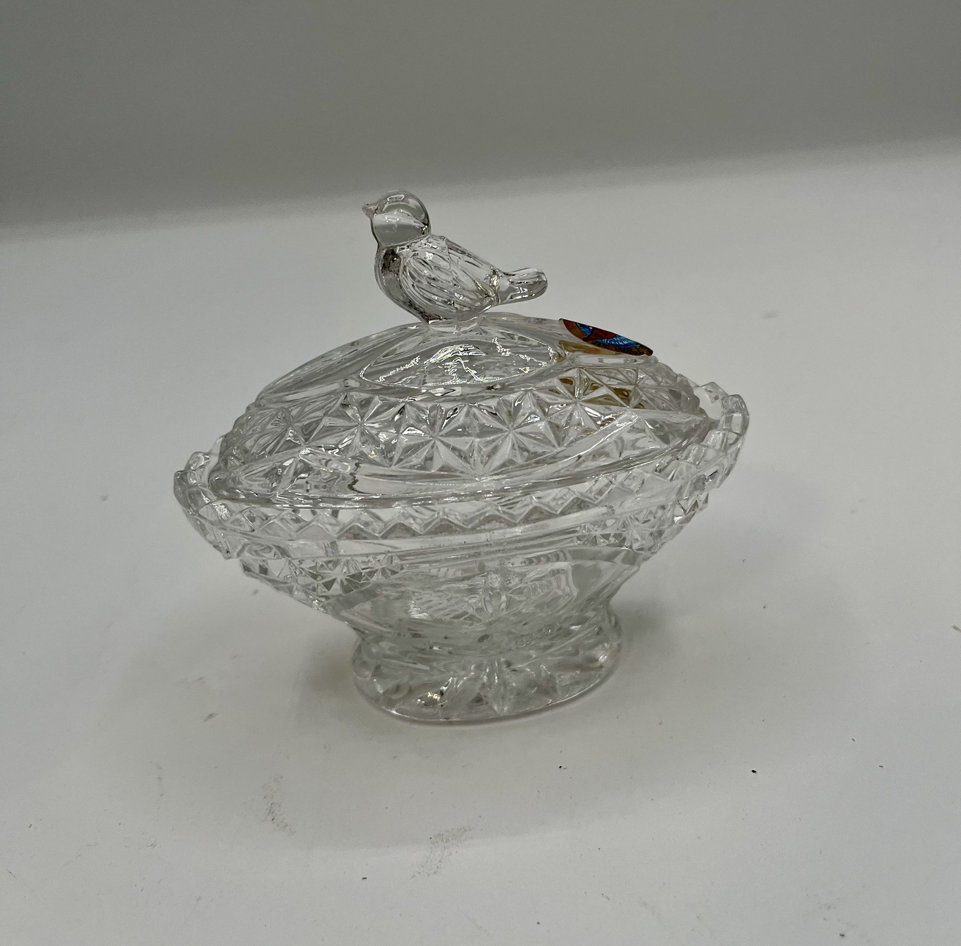 Bauer Clear Bird Dish 24% lead crystal Germany
