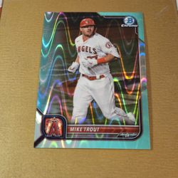 Mike Trout. #161/191. Topps. 2022. Aqua Chrome. Wavy. SR. Bowman. MLB. LA Angels